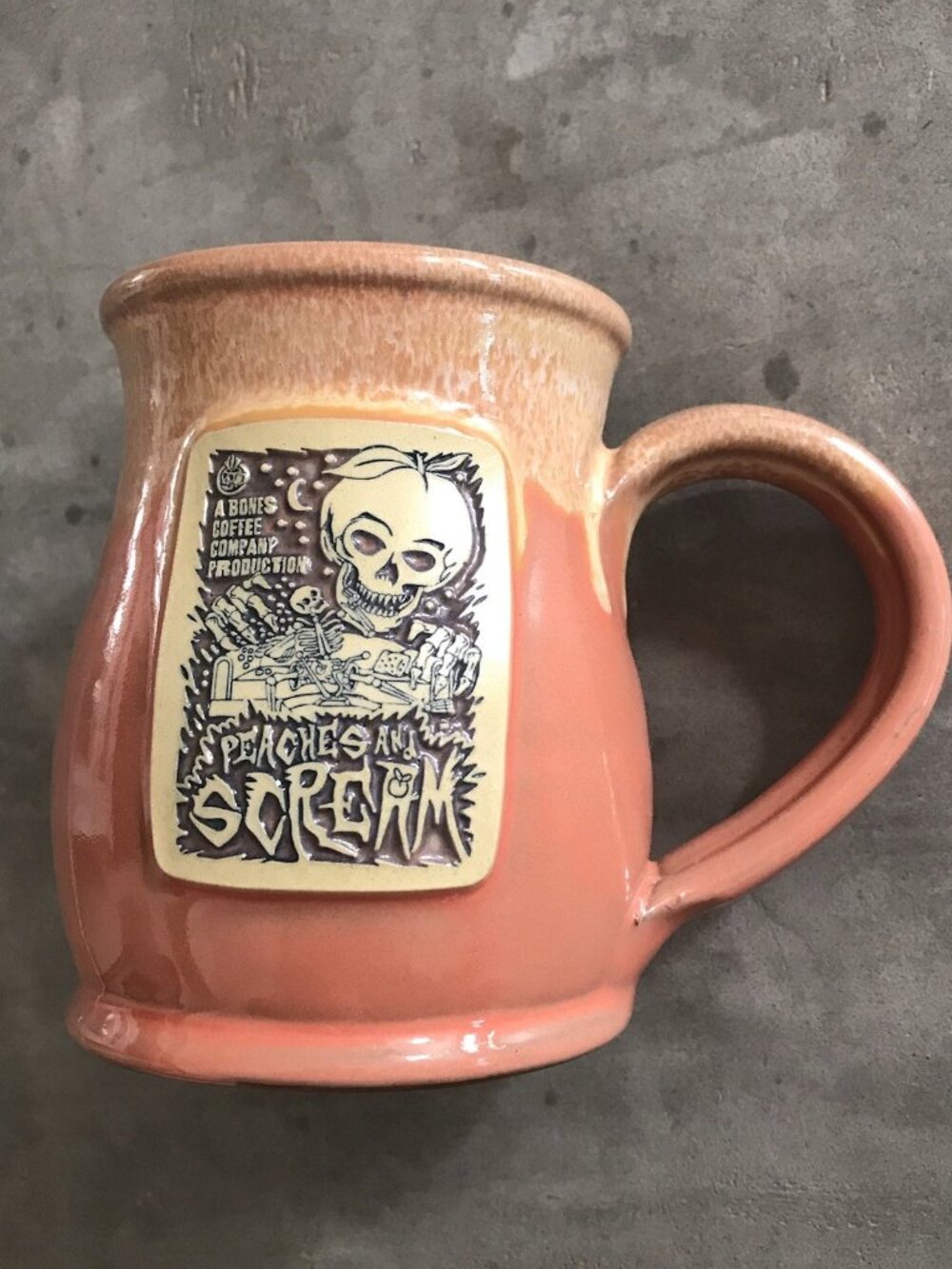 Bones Coffee Company Peaches and Scream Mug Deneen Pottery 2021 Halloween USA